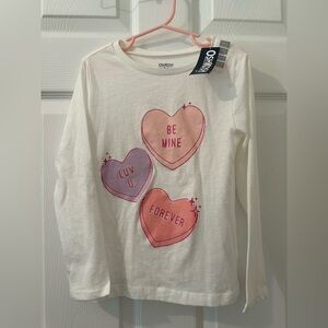 OshKosh B'gosh Cream Long Sleeve with Pink and Purple Hearts